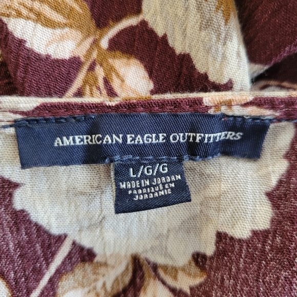 American Eagle Burgundy Floral Wrap Mini Dress Size Large - Picture 5 of 5